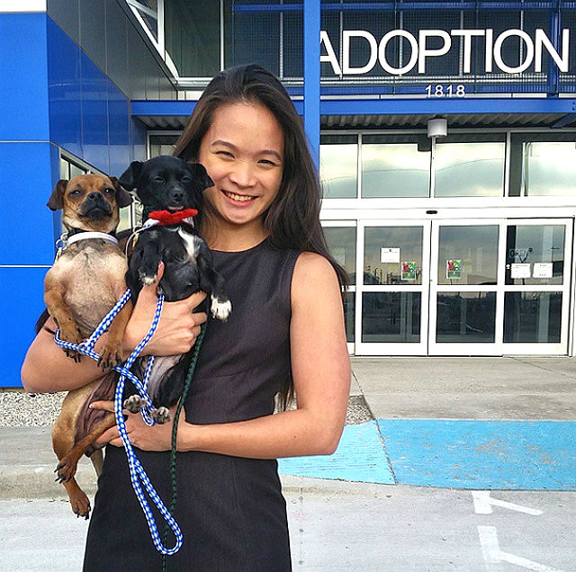 Badass Bride Whitney, celebrating with Julia Sullivan and Claire Cleary when they left the Dallas shelter today. Image credit: Candace Brown