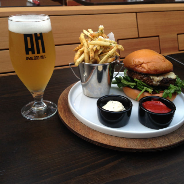 Burger and beer. Image via Ashland Hill